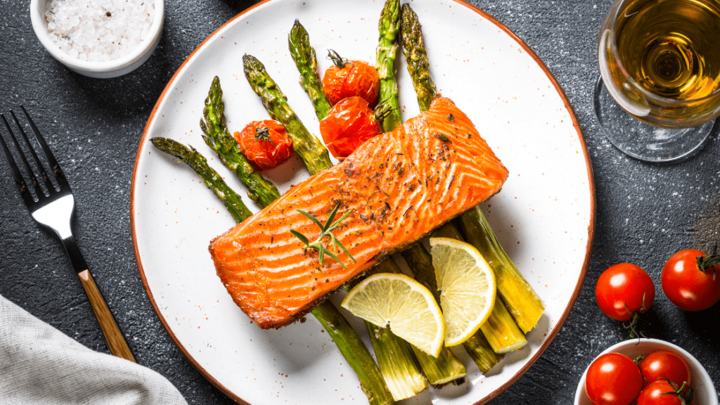 Healthy baked salmon dish from a Maple Grove chiropractic office.